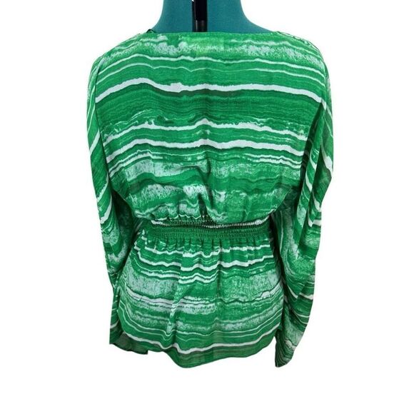 Michael Kors Green and White Flowy Top- Size S/M - Picture 6 of 10